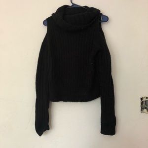 Black, cutout shoulder sweater